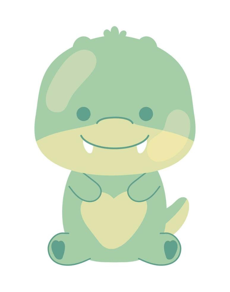 dinosaur kawaii animal icon isolated vector