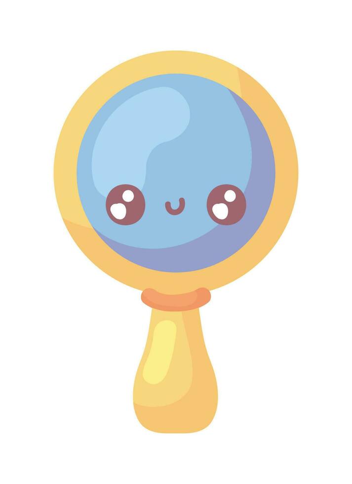 magnifier cute kawaii icon isolated vector