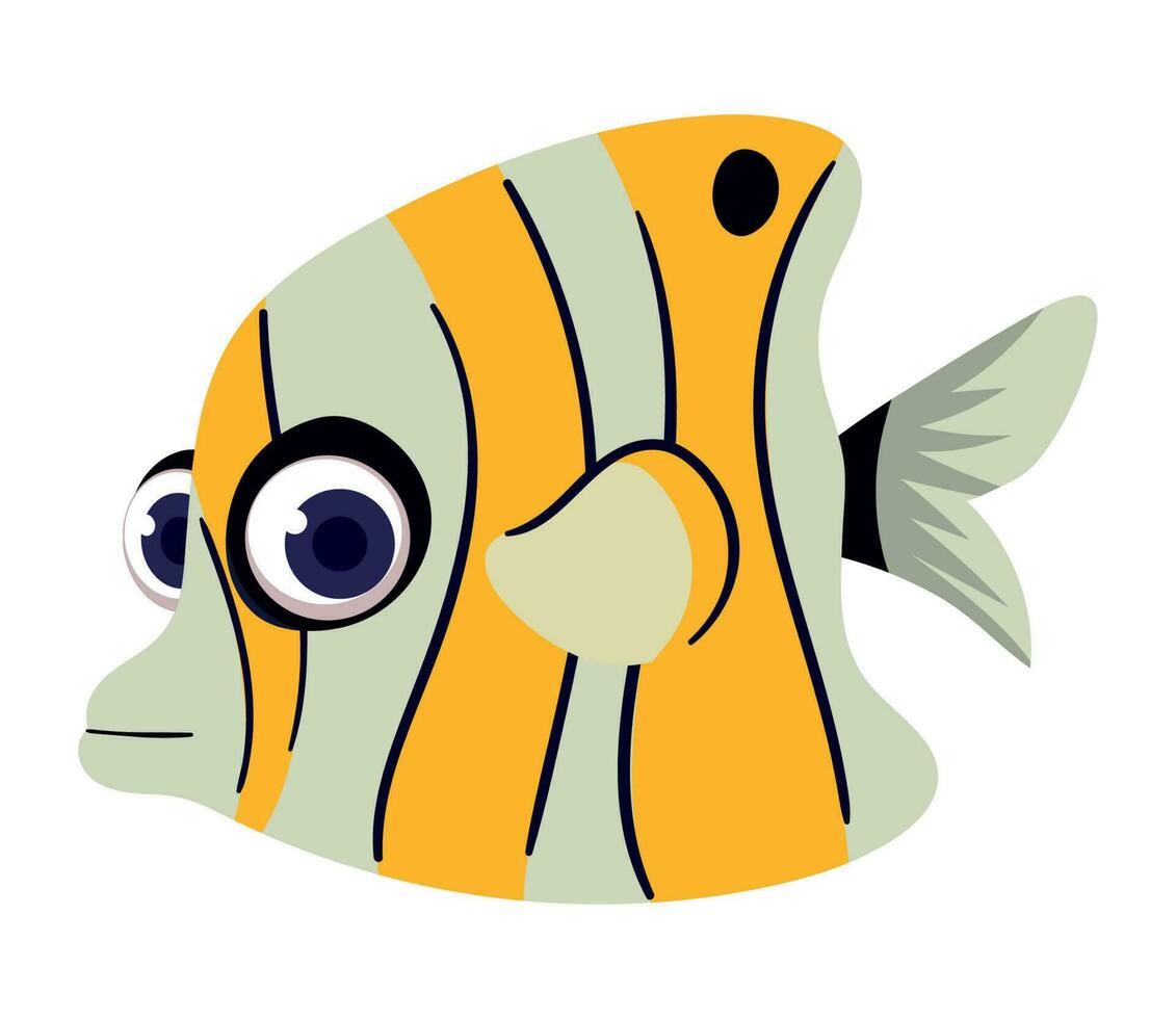 striped fish cartoon icon isolated style vector