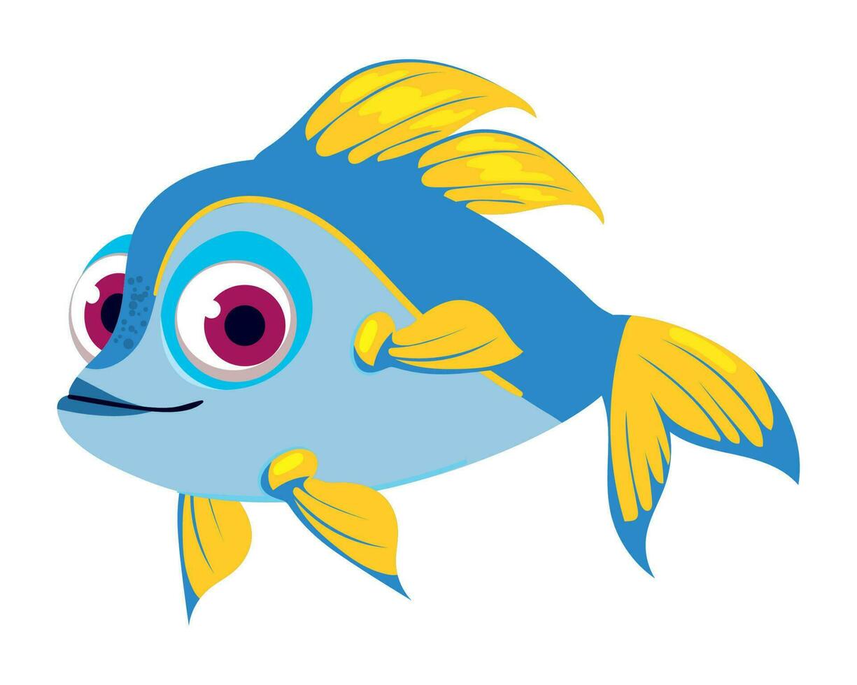 cute fish cartoon icon isolated style vector