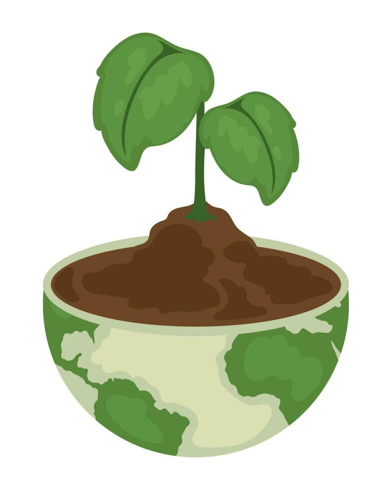 mundo y planta ecológico sustentabilidad icono aislado vector