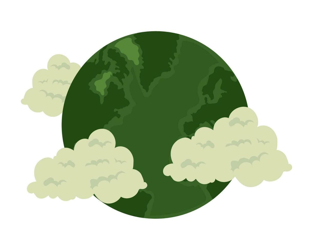 verde tierra planeta ecológico sustentabilidad icono vector
