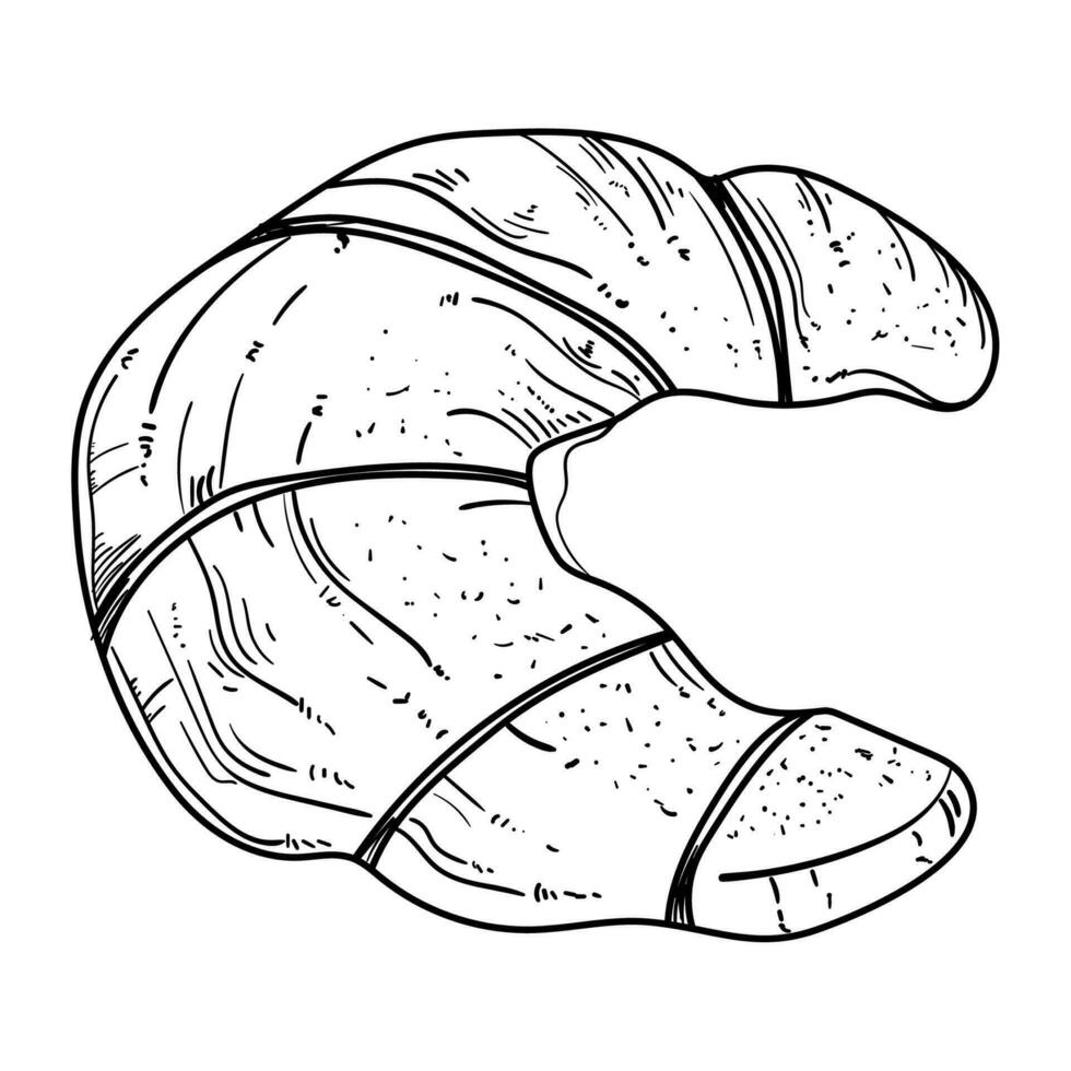 croissant bread food doodle icon isolated vector