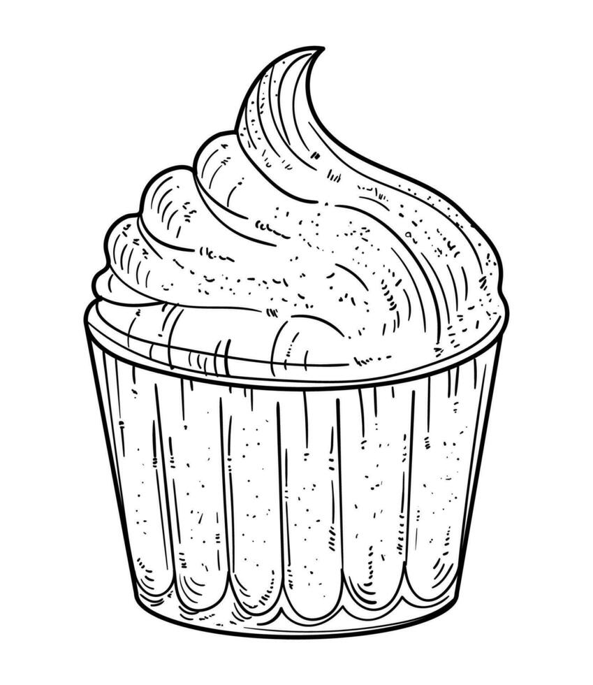 cupcake food doodle icon isolated vector