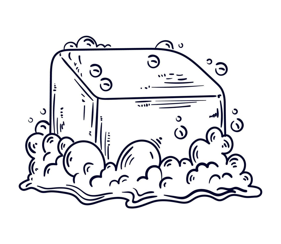 soap and bubbles cleaning doodle icon isolated vector