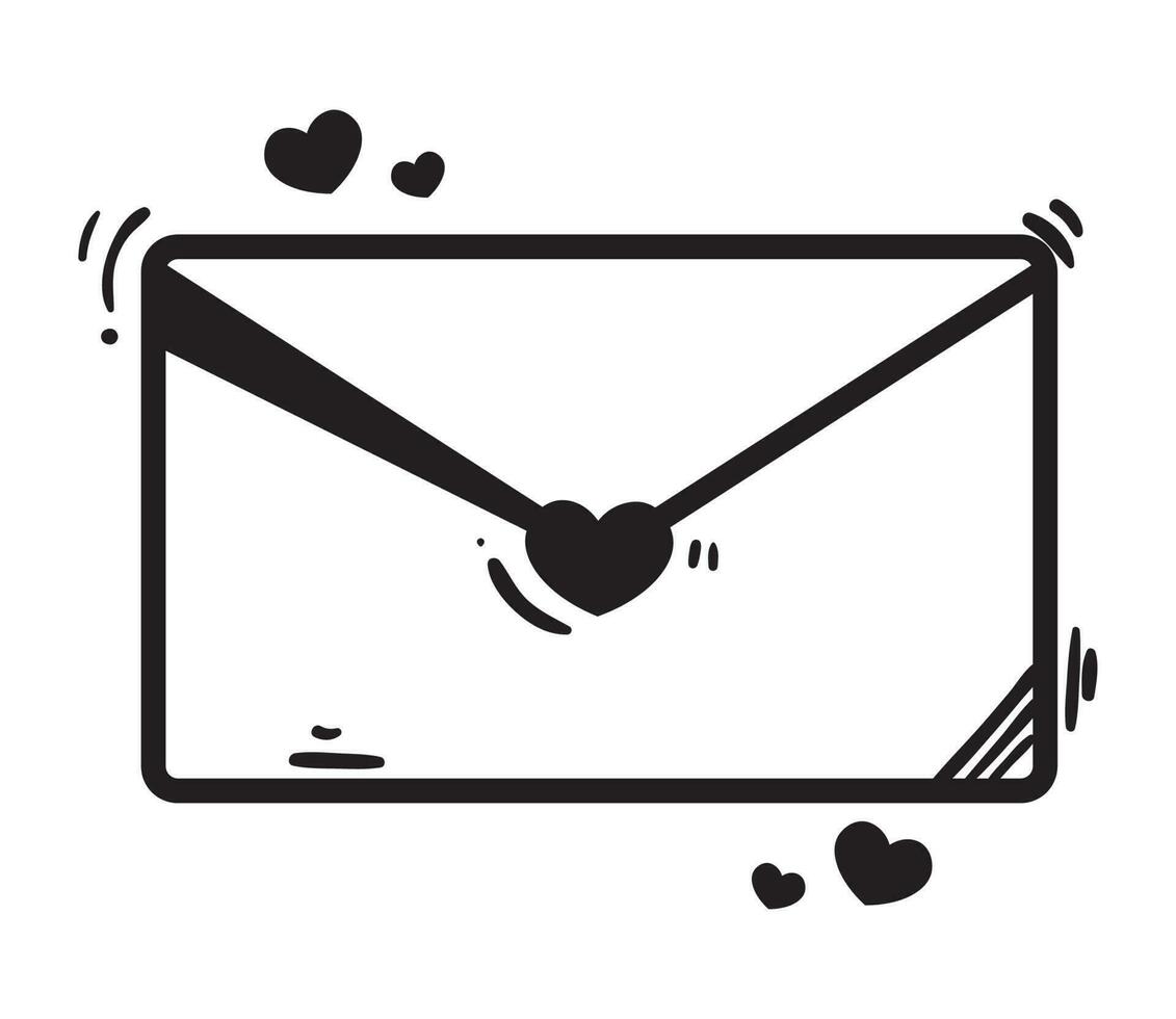 mail love doodle icon isolated vector