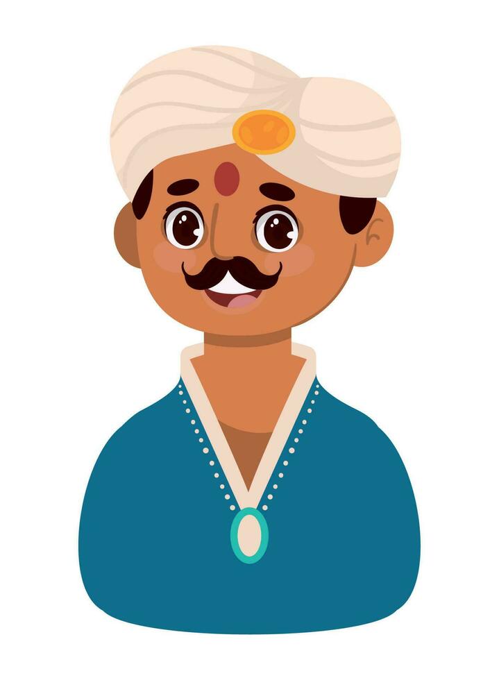 indio hombre personaje icono aislado vector