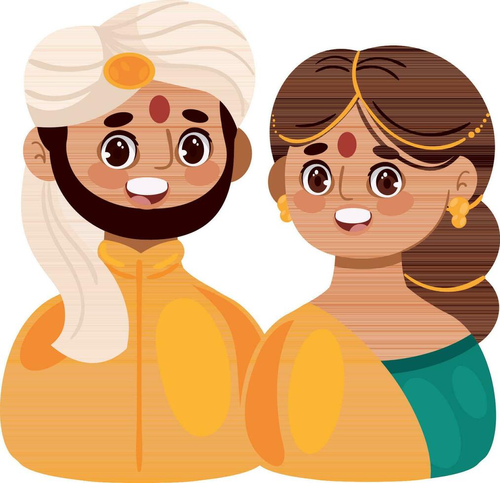 indio hombre y mujer icono aislado vector