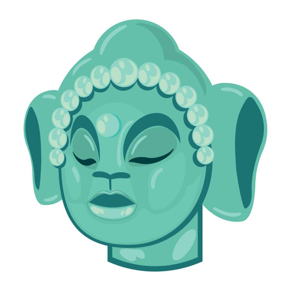 Buda cabeza estatua icono aislado vector