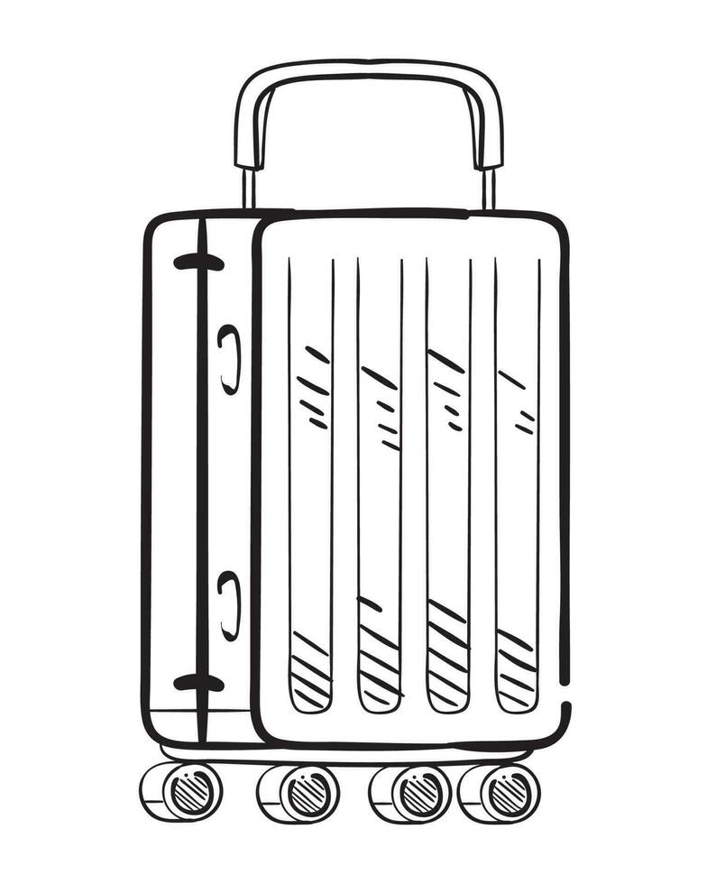 suitcase travel doodle icon isolated vector