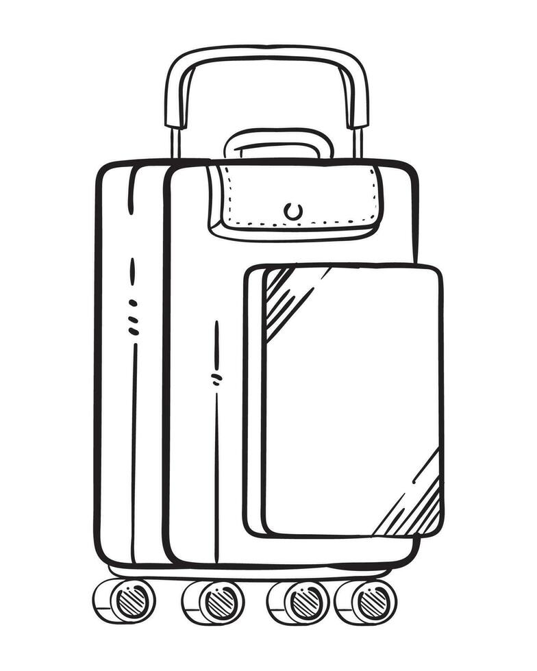 suitcase with wheels travel doodle icon isolated vector