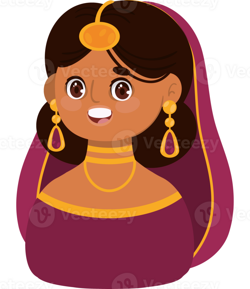 indian woman cartoon icon isolated png