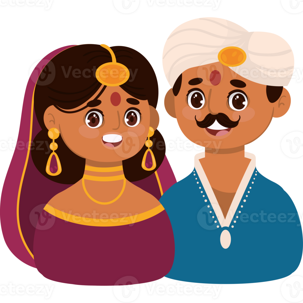 indian couple portrait icon isolated png