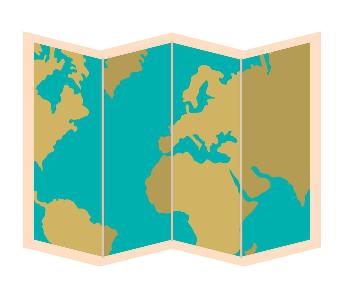 folded world map icon isolated vector