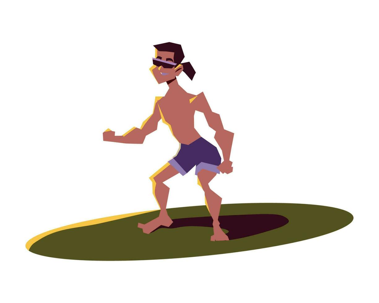 surfer on surfboard icon isolated vector
