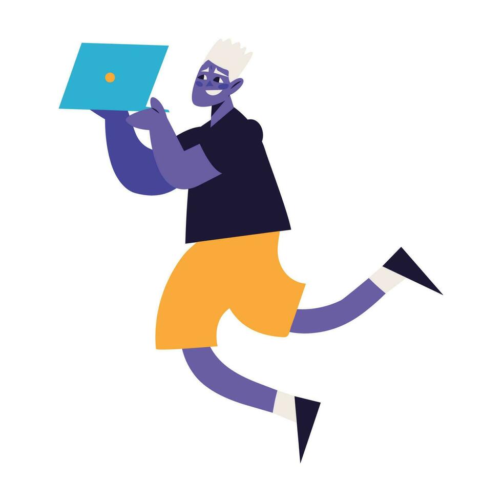man with laptop desing and creativity icon isolated vector