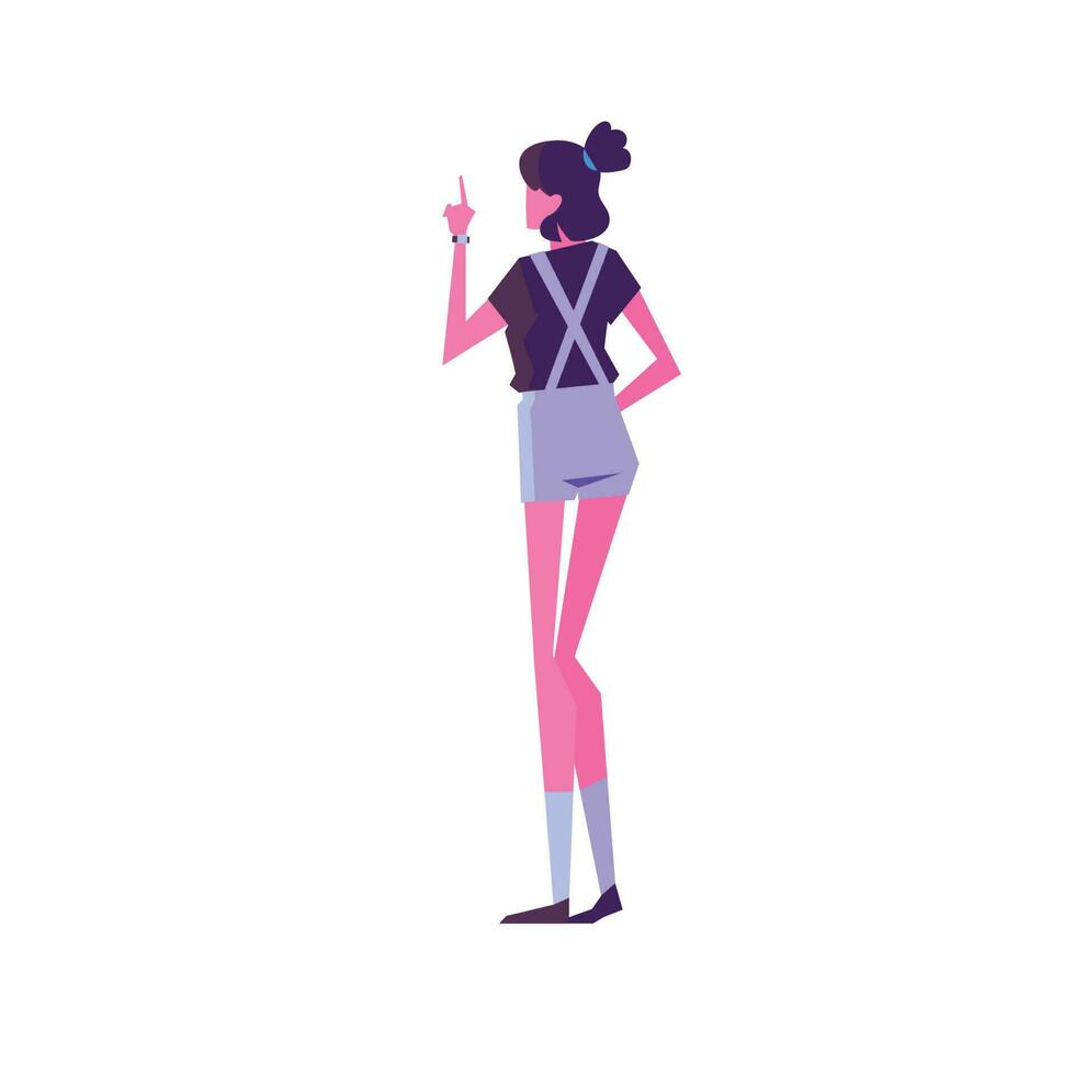back view woman character icon isolated vector