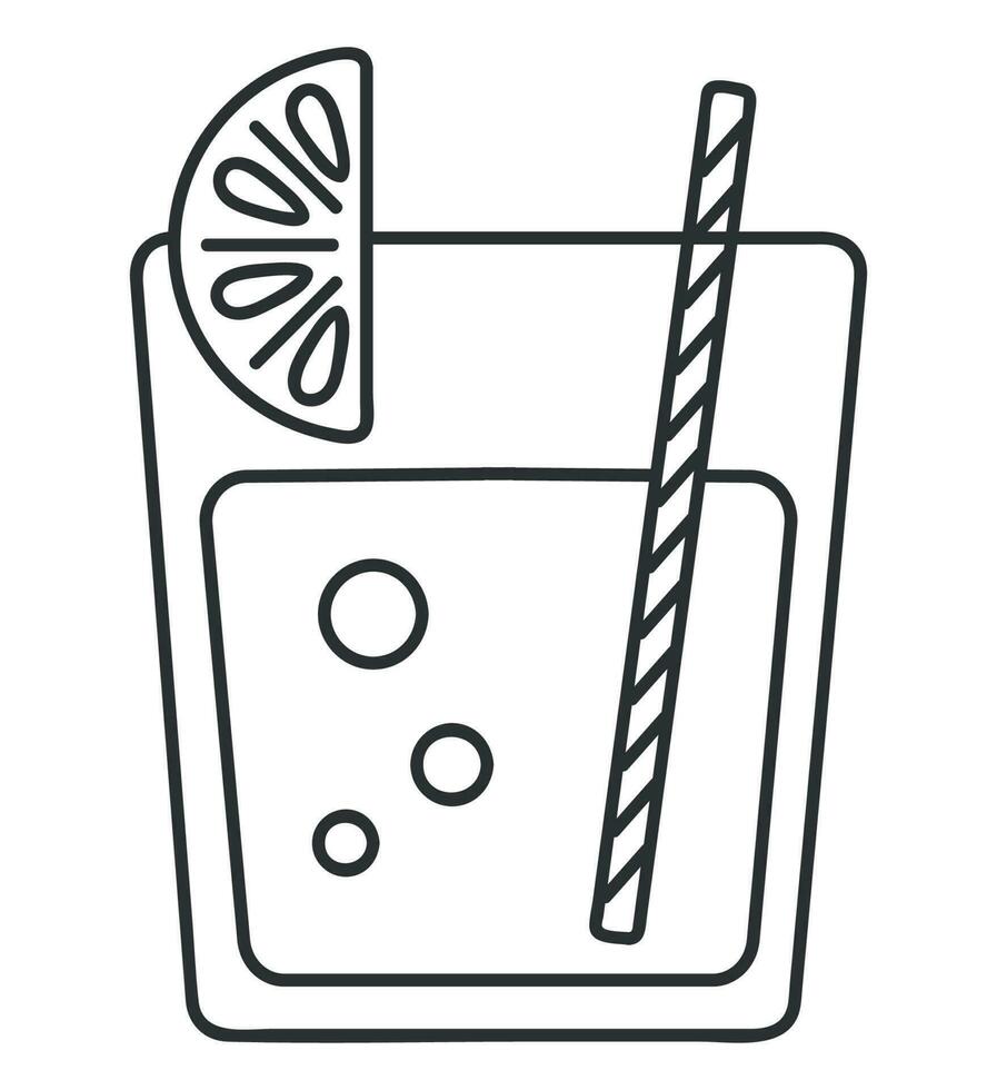 cocktail with straw line icon isolated vector
