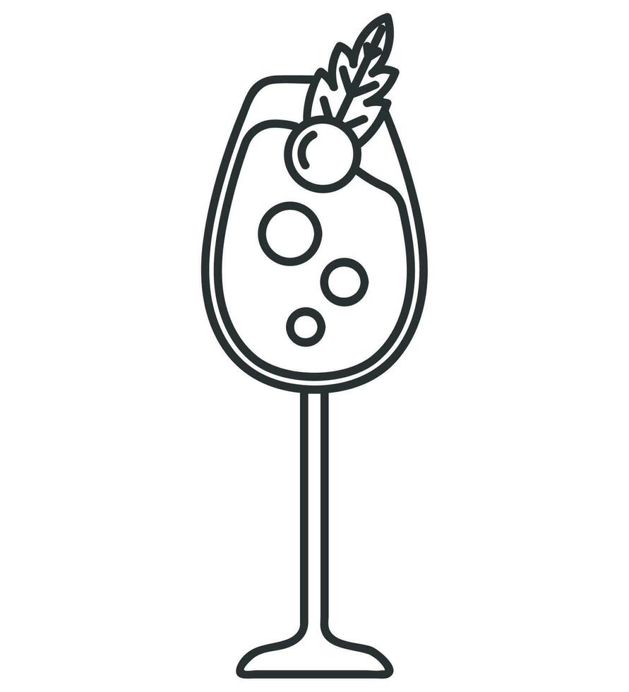 cocktail with cherry line icon isolated vector