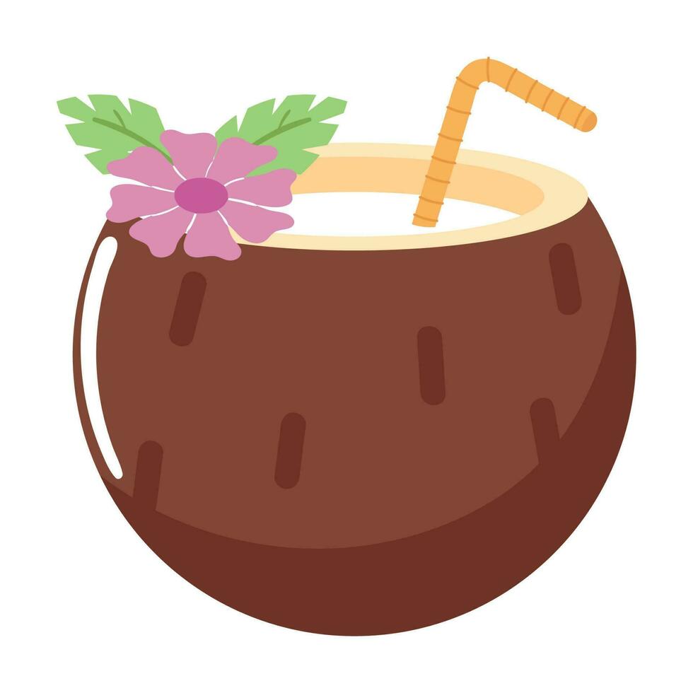 Gourmet drink coconut cocktail icon isolated vector