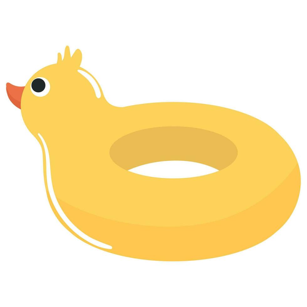 Yellow duckling inflatable buoy toy icon isolated vector