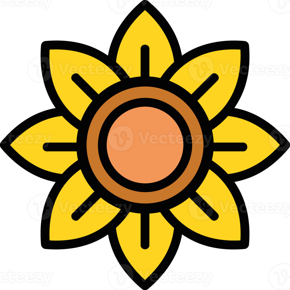 Bright summer sunflower illustration png