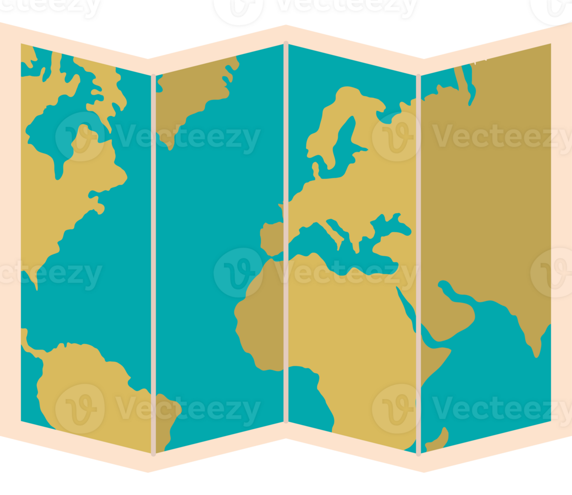 folded world map png