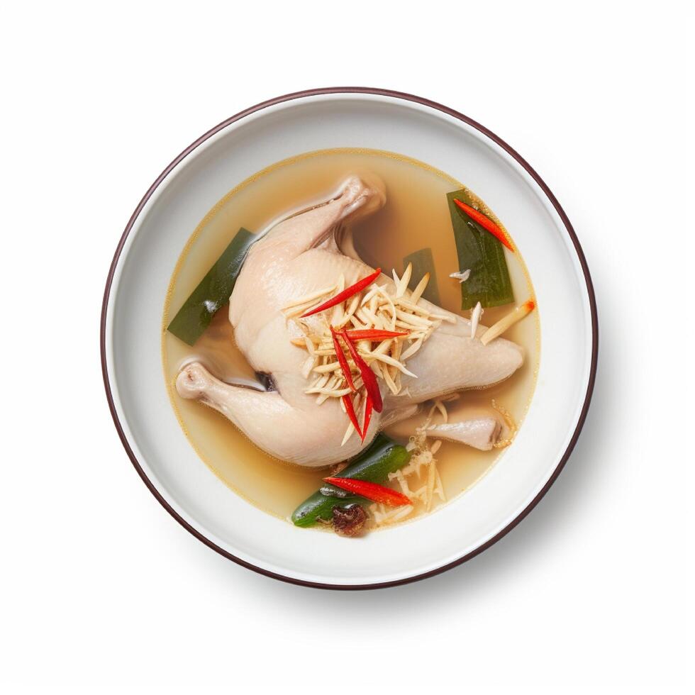 Ginseng chicken soup, herbal Korean food. AI genertaed photo