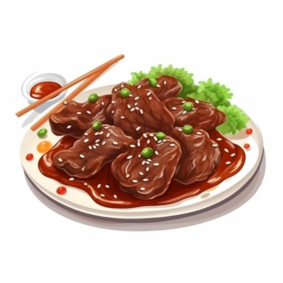 Korean beef bulgogi. The meat used includes sirloin or selected parts of beef. photo