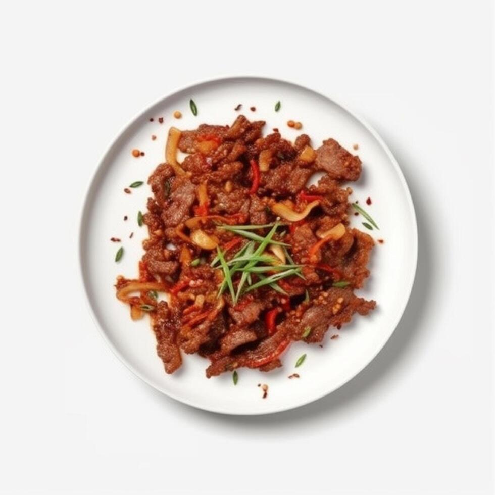 Korean beef bulgogi. The meat used includes sirloin or selected parts of beef. photo