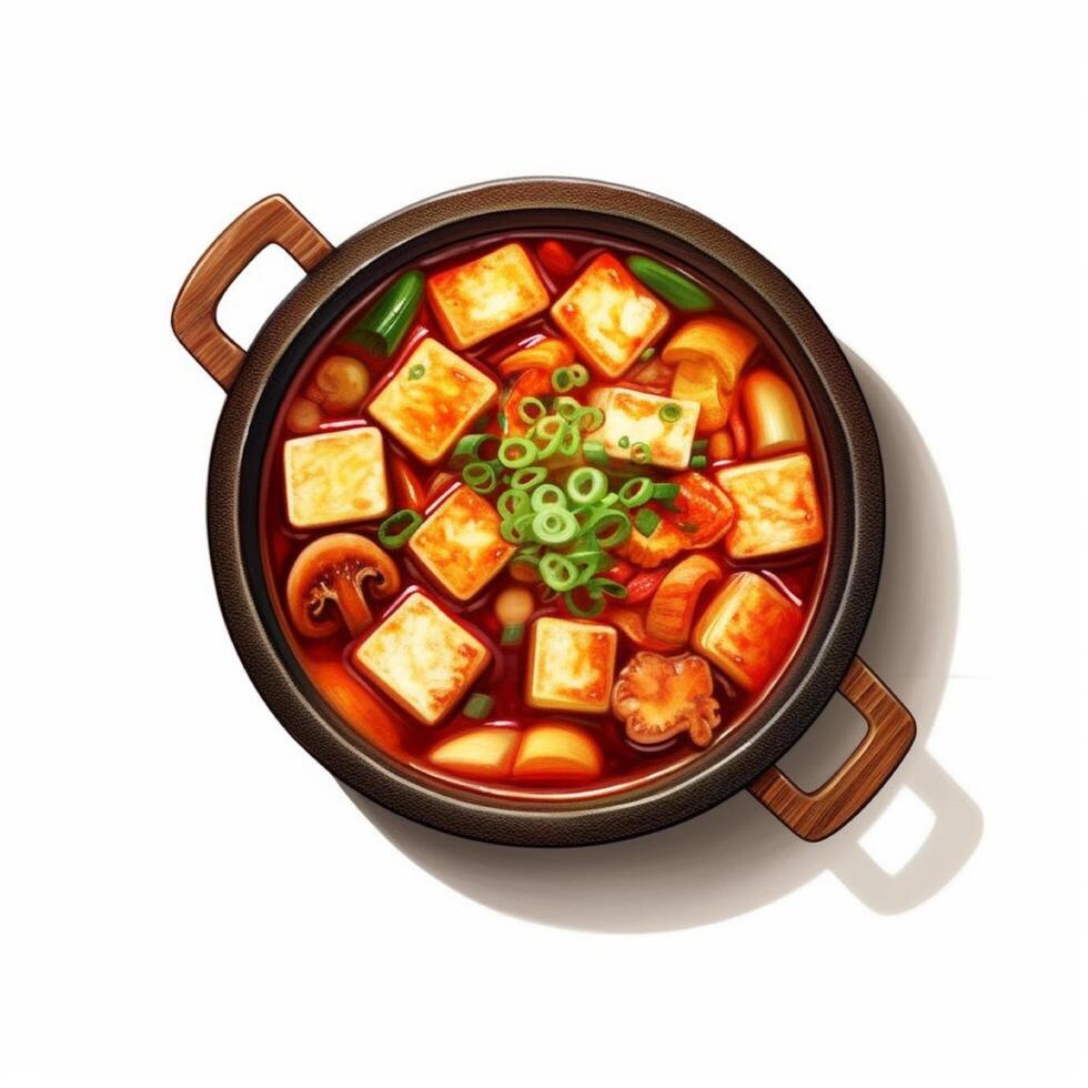 Soft Tofu Stew Korean food from soybean. photo