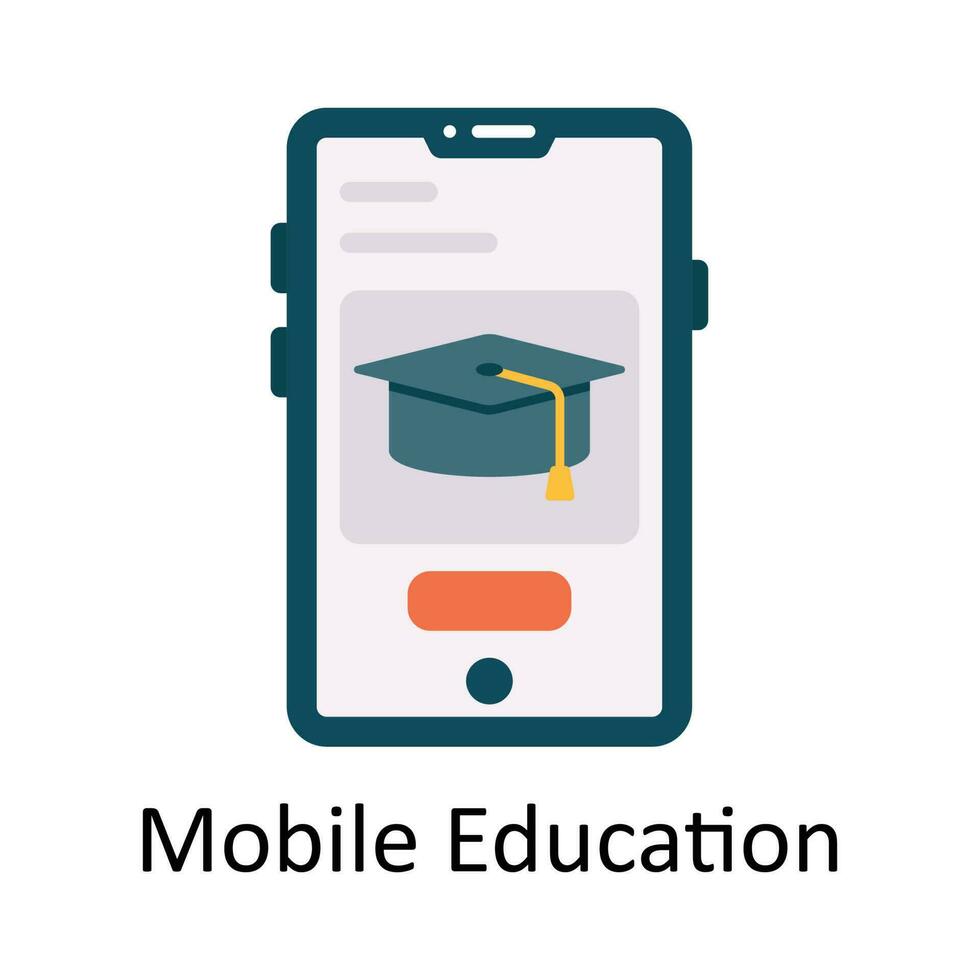 Mobile Education Vector  Flat Icon Design illustration. Education and learning Symbol on White background EPS 10 File