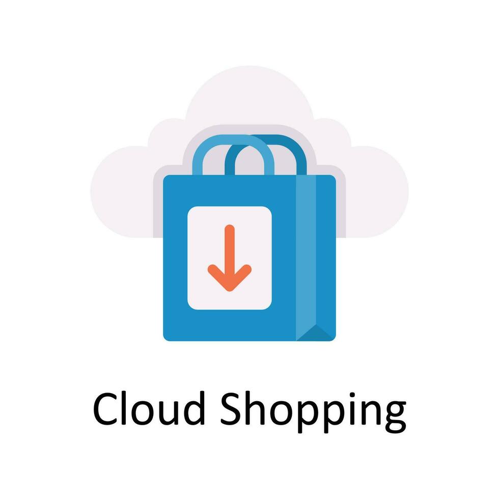 Cloud Shopping Vector  Flat Icon Design illustration. Ecommerce and shopping Symbol on White background EPS 10 File