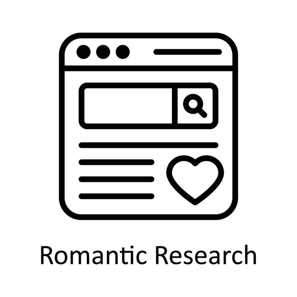 romántico investigación vector contorno icono diseño ilustración. seo y web símbolo en blanco antecedentes eps 10 archivo