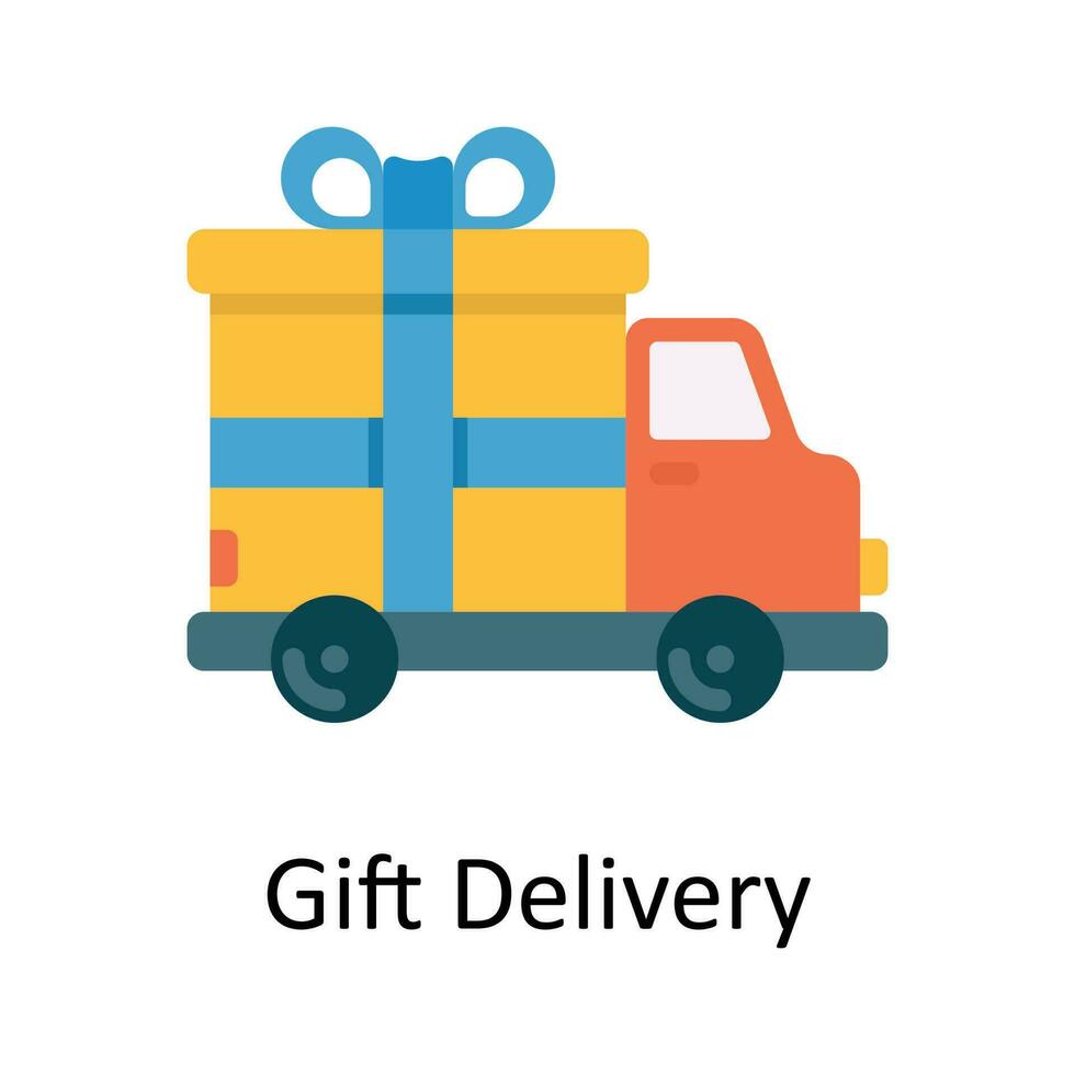 Gift Delivery Vector  Flat Icon Design illustration. Ecommerce and shopping Symbol on White background EPS 10 File