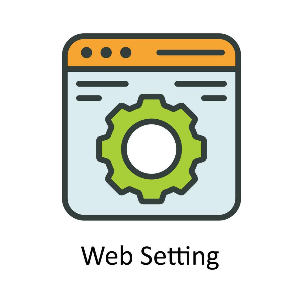 Web Setting Vector Fill outline Icon Design illustration. User interface Symbol on White background EPS 10 File