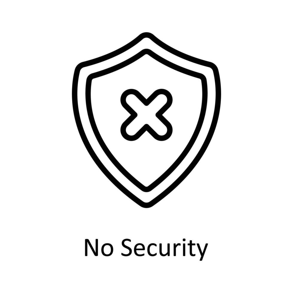 No Security Vector  outline Icon Design illustration. User interface Symbol on White background EPS 10 File
