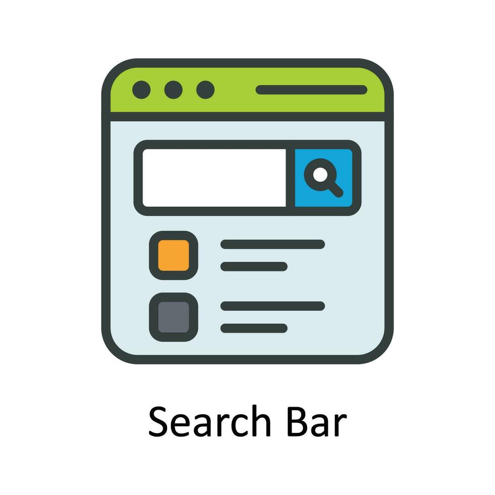 Search Bar Vector Fill outline Icon Design illustration. Seo and web Symbol on White background EPS 10 File