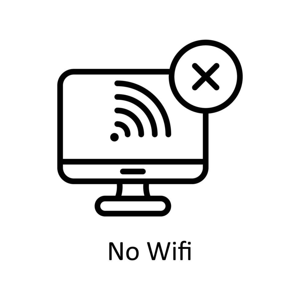 No Wifi Vector  outline Icon Design illustration. User interface Symbol on White background EPS 10 File