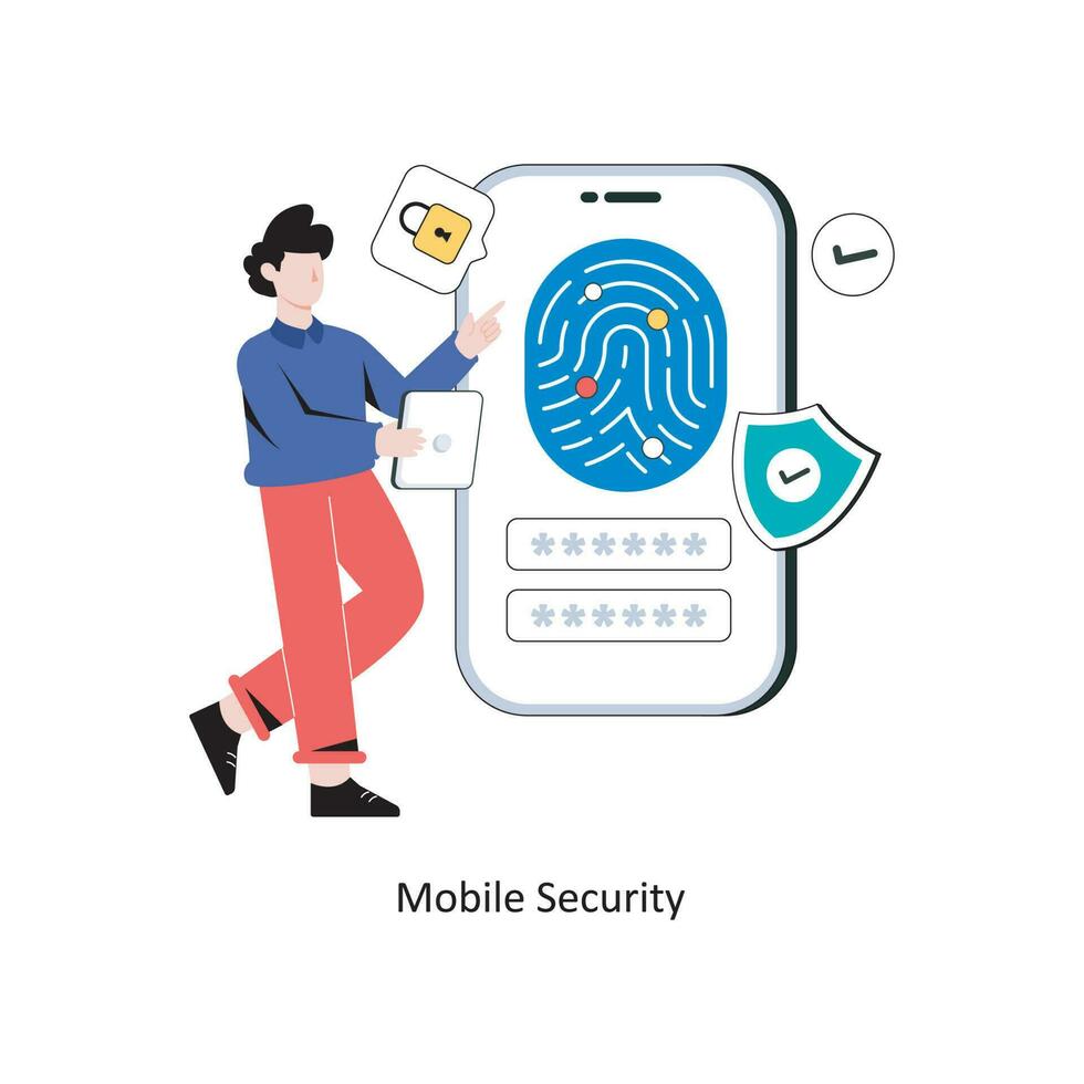 Mobile Security Flat Style Design Vector illustration. Stock illustration