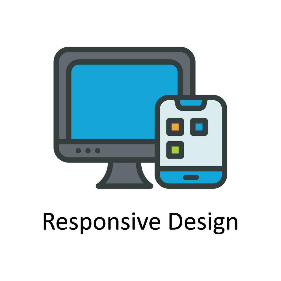 Responsive Design Vector Fill outline Icon Design illustration. Seo and web Symbol on White background EPS 10 File