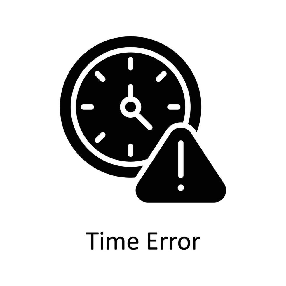 Time Error Vector  Solid Icon Design illustration. User interface Symbol on White background EPS 10 File