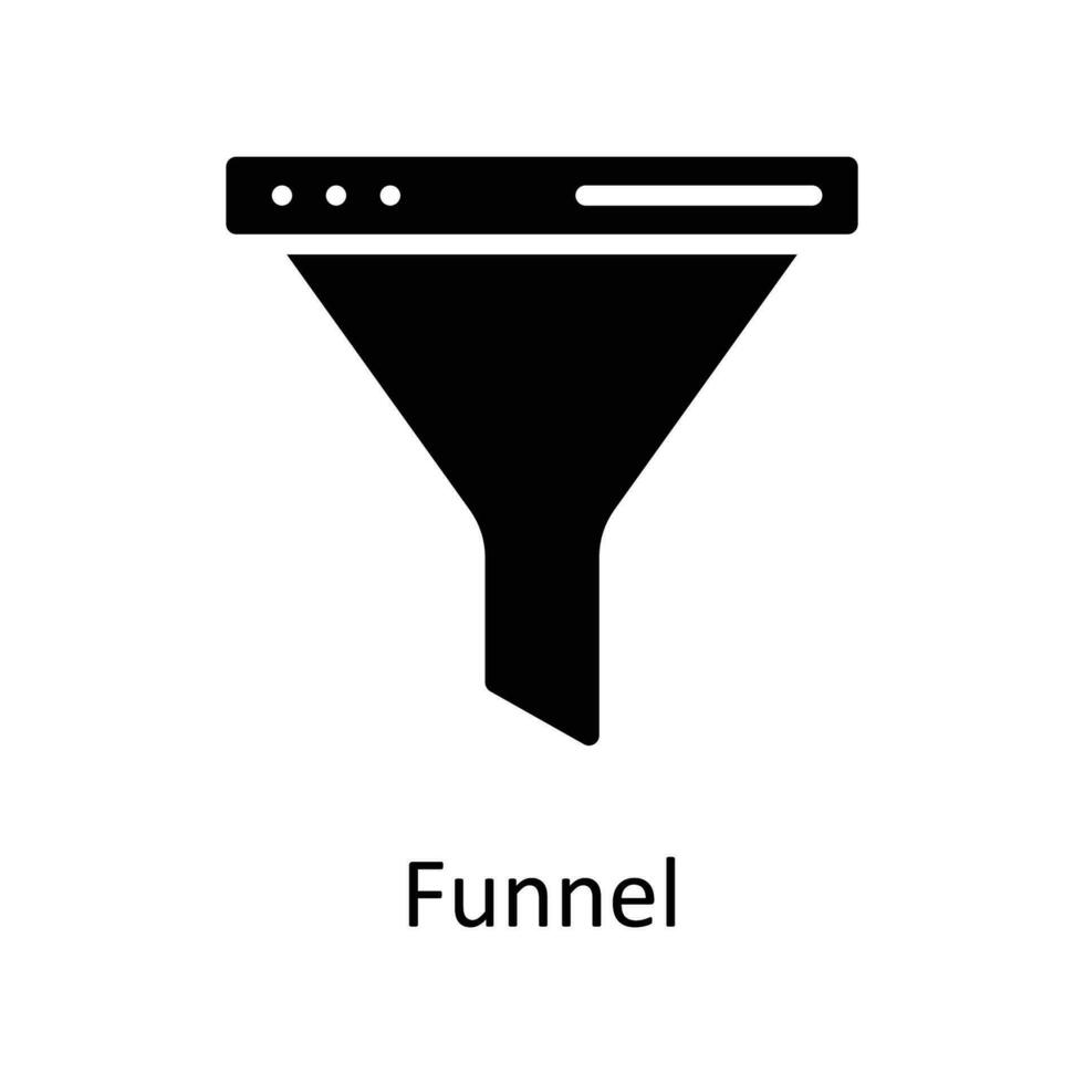 Funnel  Vector  Solid Icon Design illustration. User interface Symbol on White background EPS 10 File