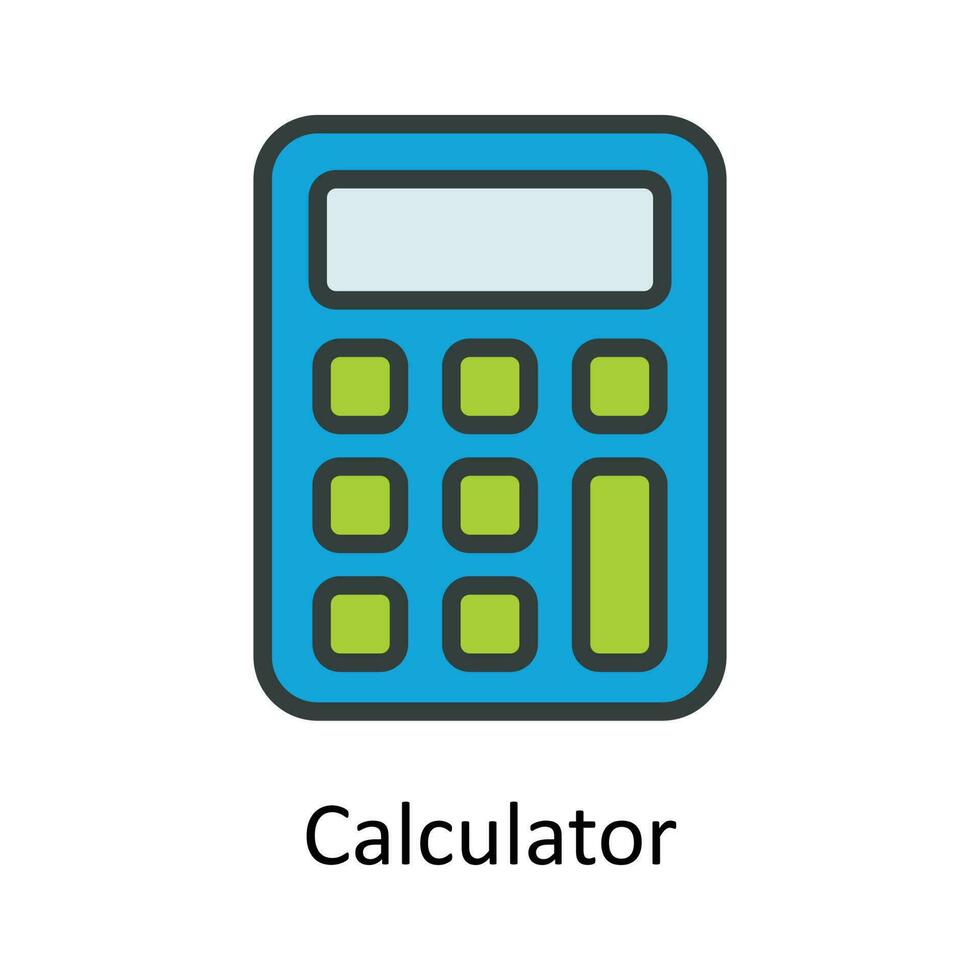 Calculator Vector Fill outline Icon Design illustration. User interface Symbol on White background EPS 10 File