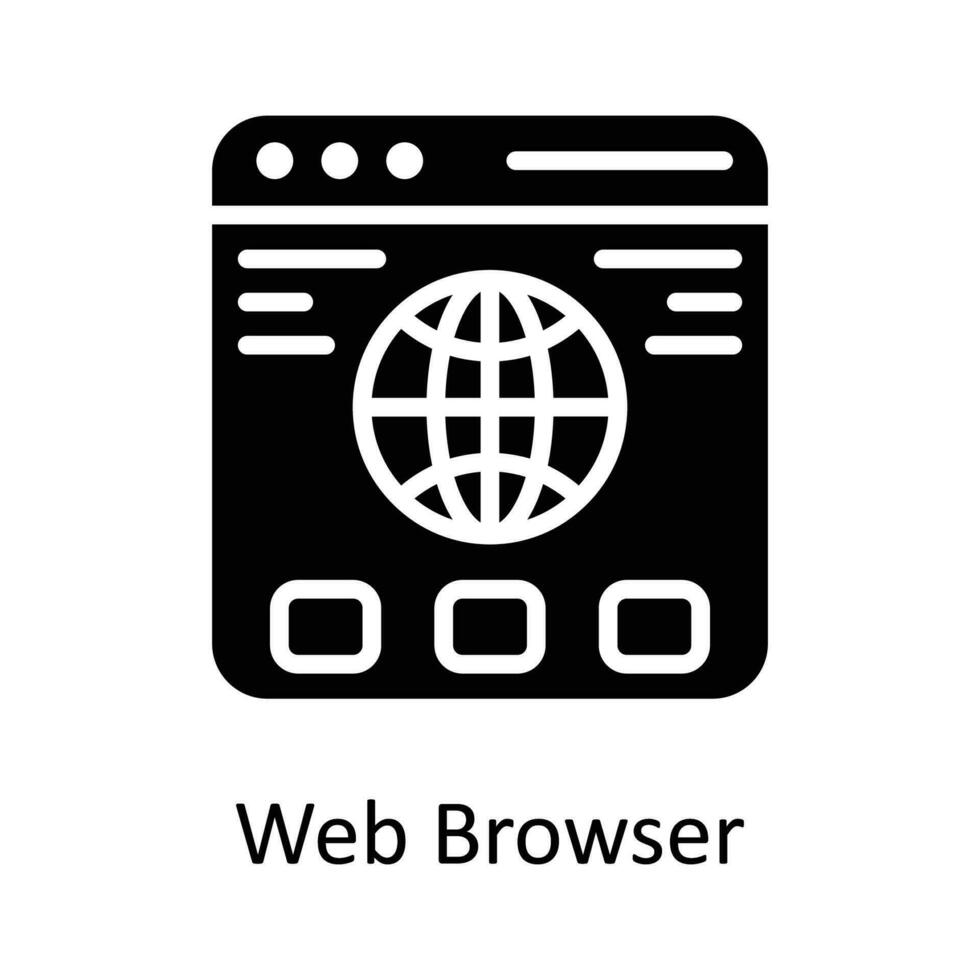 Web Browser  Vector  Solid Icon Design illustration. User interface Symbol on White background EPS 10 File