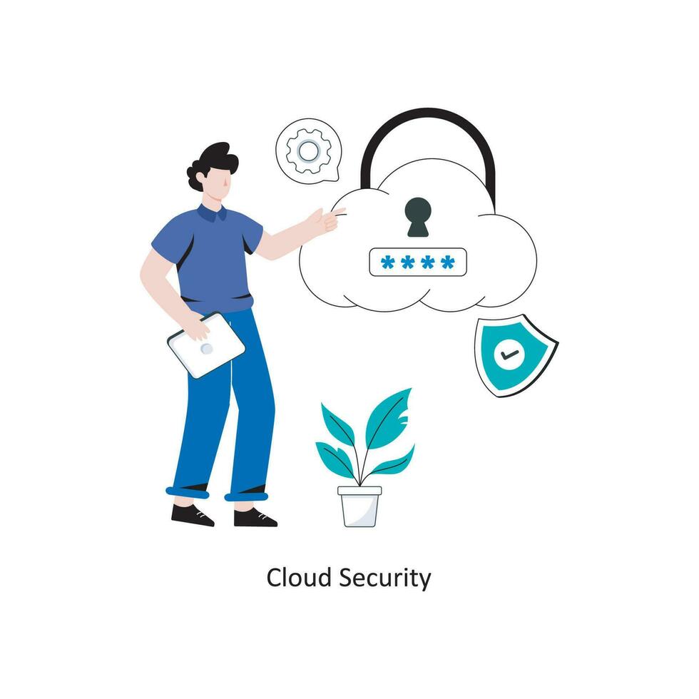 Cloud Security Flat Style Design Vector illustration. Stock illustration