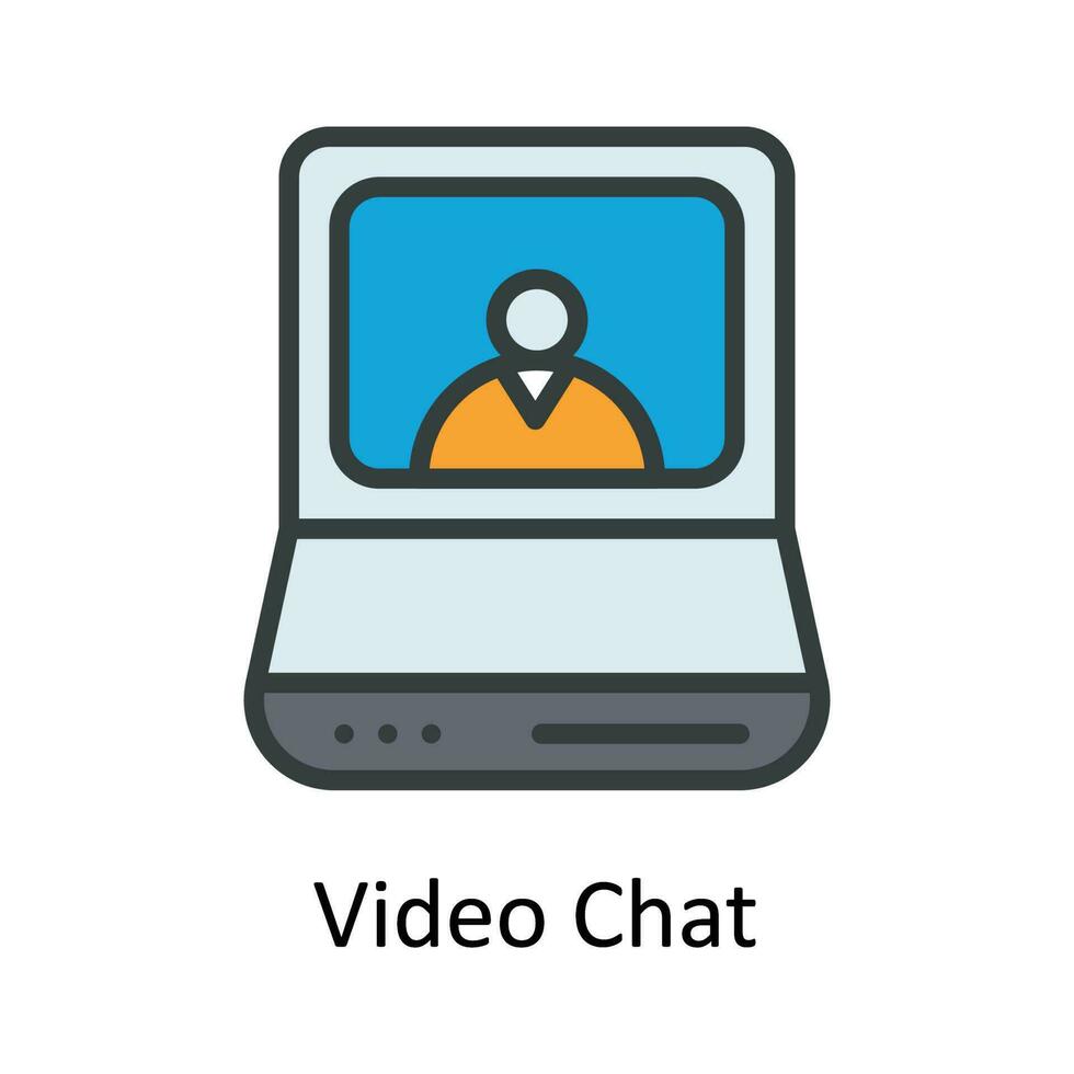 Video Chat Vector Fill outline Icon Design illustration. Seo and web Symbol on White background EPS 10 File
