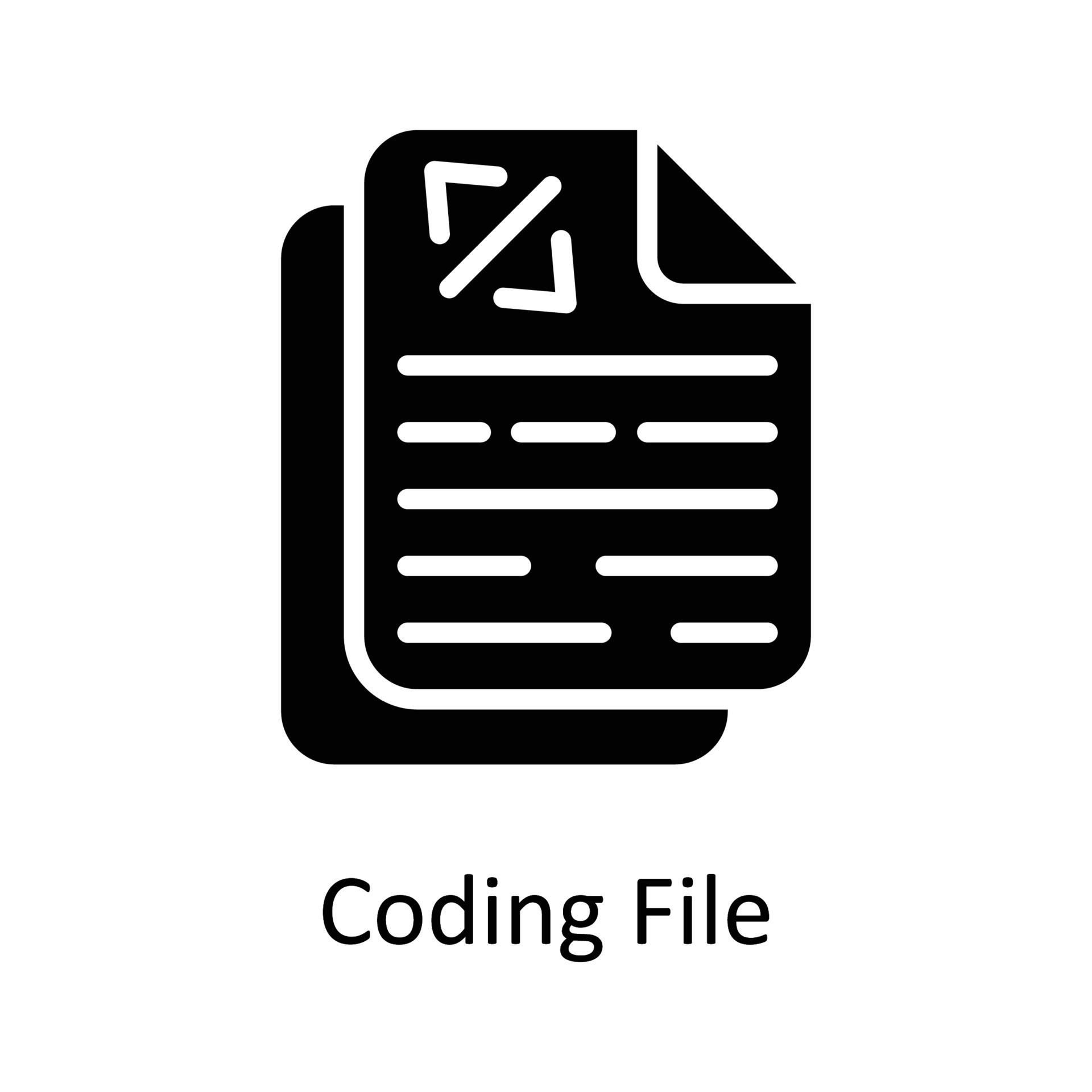 Coding File Vector Solid Icon Design illustration. User interface ...