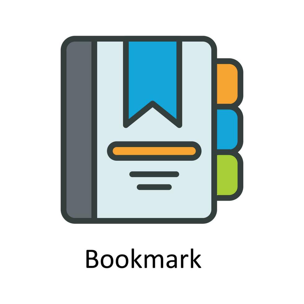 Bookmark Vector Fill outline Icon Design illustration. User interface Symbol on White background EPS 10 File