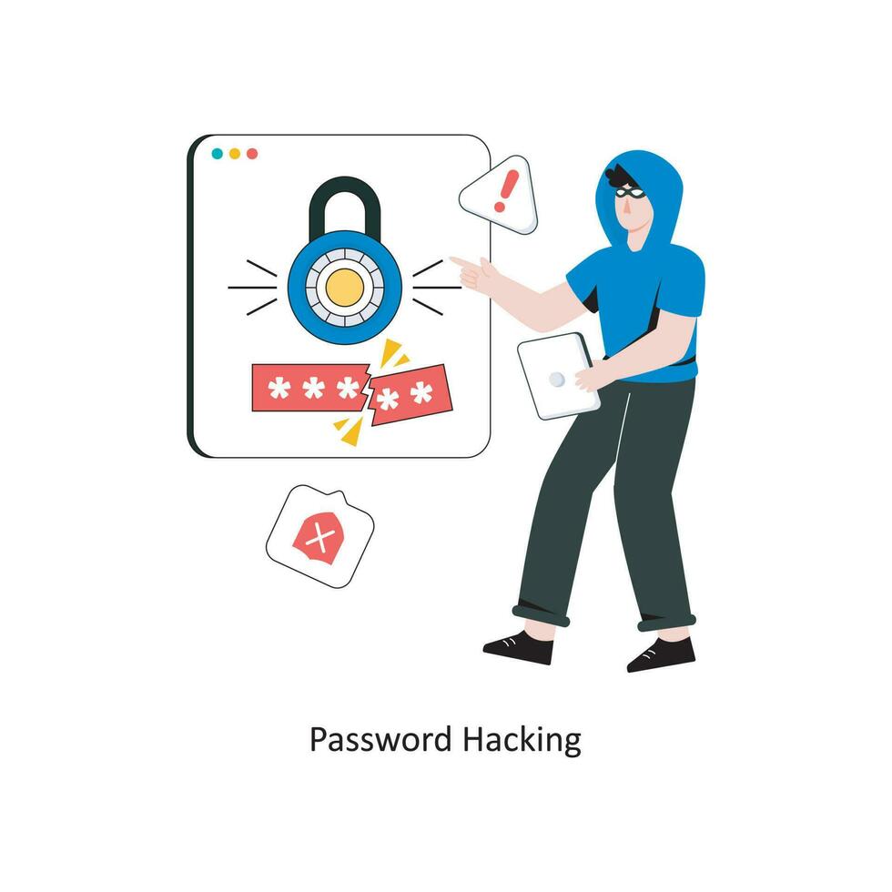 Password Hacking Flat Style Design Vector illustration. Stock illustration